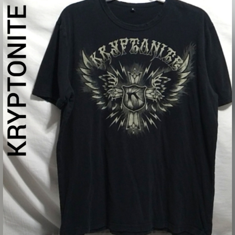 (BX84) SALE! RARE! KRYPTONITE Cross Wings Lightning Bolts Vtg Shirt Sz.XL